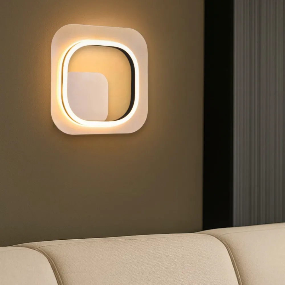 Applique Da Parete-Selezionato da Mazzolaluce Applique led oro nero quadrato design moderno 12w 3000k dimmerabile