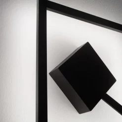 Applique Da Parete-Affralux Applique led quadrata moderna nera 36w 3000k quattro