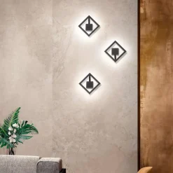 Applique Da Parete-Affralux Applique led quadrata moderna nera 36w 3000k quattro