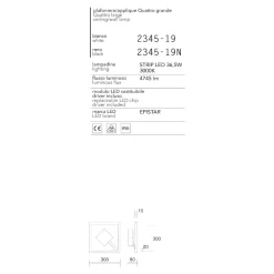 Applique Da Parete-Affralux Applique led quadrata moderna nera 36w 3000k quattro