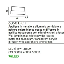 Applique Da Parete-Perenz Illuminazione Applique led 16w cct 3000k 4000k 6000k bianco moderno tape perenz