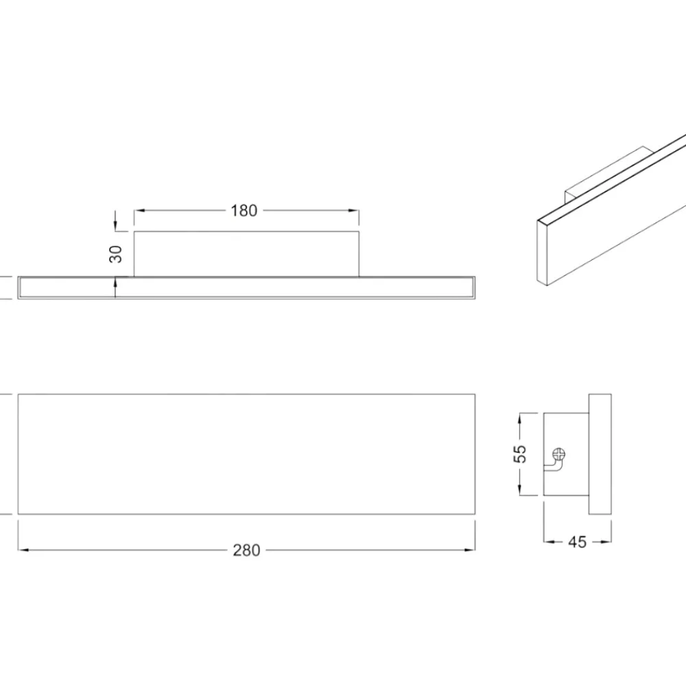 Applique Da Parete-Selezionato da Mazzolaluce Applique led 12w 3000k antracite design moderna rettangolare