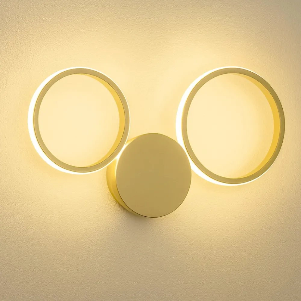 Applique Da Parete-Ondaluce Applique led 20w 4000k ap pois oro design moderna