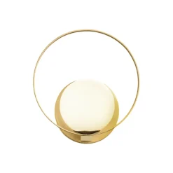 Applique Da Parete-Selezionato da Mazzolaluce Applique led 5w 3000k cerchio oro sfera vetro per soggiorno