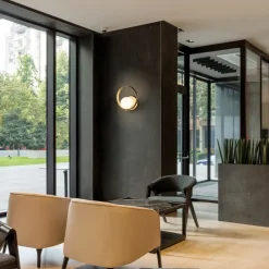 Applique Da Parete-Selezionato da Mazzolaluce Applique led 5w 3000k cerchio oro sfera vetro per soggiorno