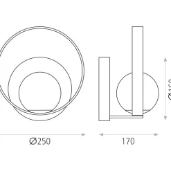 Applique Da Parete-Selezionato da Mazzolaluce Applique led 5w 3000k cerchio oro sfera vetro per soggiorno