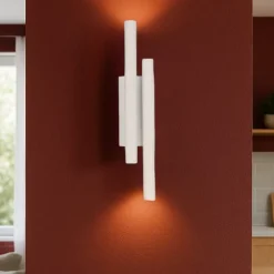Applique Da Parete-Selezionato da Mazzolaluce Applique led 15w 3000k cilindri rigati bianchi