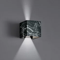 Applique Da Parete-Selezionato da Mazzolaluce Applique led 13w 3000k cubo effetto marmo nero striature bianche fp