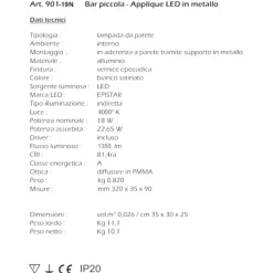 Applique Da Parete-IsyLuce Applique led 18w 4000k moderno rettangolare