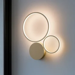 Applique Da Parete-Ondaluce Applique led 42w 4000k pl pois oro pc moderna