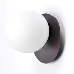 Applique Da Parete-Vivida International Applique led 12w 3000k vivida pearl bronzo sfera vetro bianco