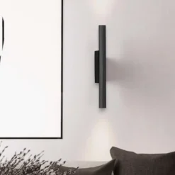 Applique Da Parete-Selezionato da Mazzolaluce Applique moderna cilindro rigato nero led 11w 3000k biemissione