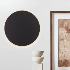Applique Da Parete-Selezionato da Mazzolaluce Applique moderna 30cm rotonda disco nero led 20w 3000k