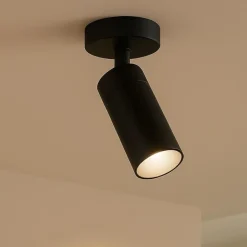 Applique Da Parete-IsyLuce Applique moderna con cilindro nero da soffitto orientabile