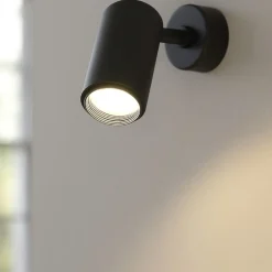 Applique Da Parete-IsyLuce Applique moderna con spot orientabile cilindro nero