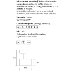 Applique Da Parete-IsyLuce Applique moderna con spot orientabile cilindro nero