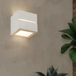 Applique Da Parete-Selezionato da Mazzolaluce Applique moderna cubo di gesso bianco pitturabile per interni