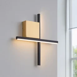 Applique Da Parete-Selezionato da Mazzolaluce Applique moderna design nero oro led 10w 3000k