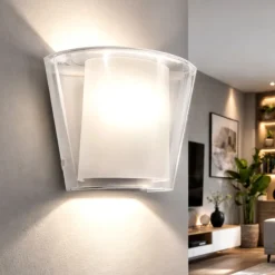 Applique Da Parete-Fabas Luce Applique moderna di vetro trasparente curvo viki