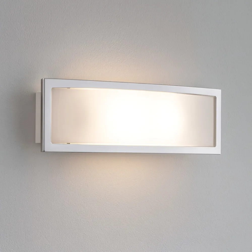 Applique Da Parete-Selezionato da Mazzolaluce Applique moderna in vetro bianco lucido cornice metallo cromato