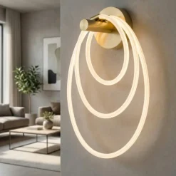 Applique Da Parete-Selezionato da Mazzolaluce Applique moderna oro tubo led iin silicone di fibra intrecciata