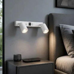Applique Camera Da Letto-Selezionato da Mazzolaluce Applique multifunzione bianco con interruttori presa usb per comodini camera da letto