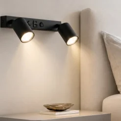Applique Camera Da Letto-Selezionato da Mazzolaluce Applique multifunzione con interruttori presa usb nero per comodini camera da letto