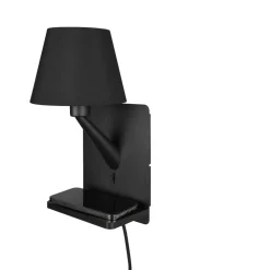 Applique Camera Da Letto-Selezionato da Mazzolaluce Applique multifunzione nero per camera da letto da comodino con base ricarica
