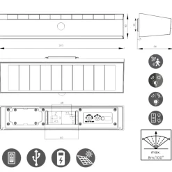 Applique Da Esterno-Selezionato da Mazzolaluce Applique nera da esterno luce solare ibrido con sensore di movimento crepuscolare