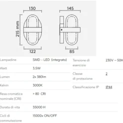 Applique Da Esterno-Selezionato da Mazzolaluce Applique nera da esterno moderna led 7w 3000k