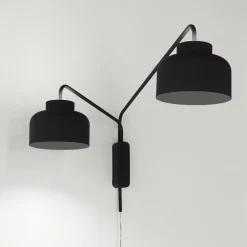 Applique Da Parete-Vivida International Applique nera due luci orientabili bottone vivida dimmerabile con telecomando