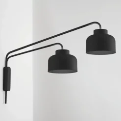 Applique Da Parete-Vivida International Applique nera due luci orientabili bottone vivida dimmerabile con telecomando