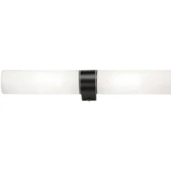 Applique Da Bagno-Selezionato da Mazzolaluce Applique nera per bagno 2 luci vetro bianco ip44