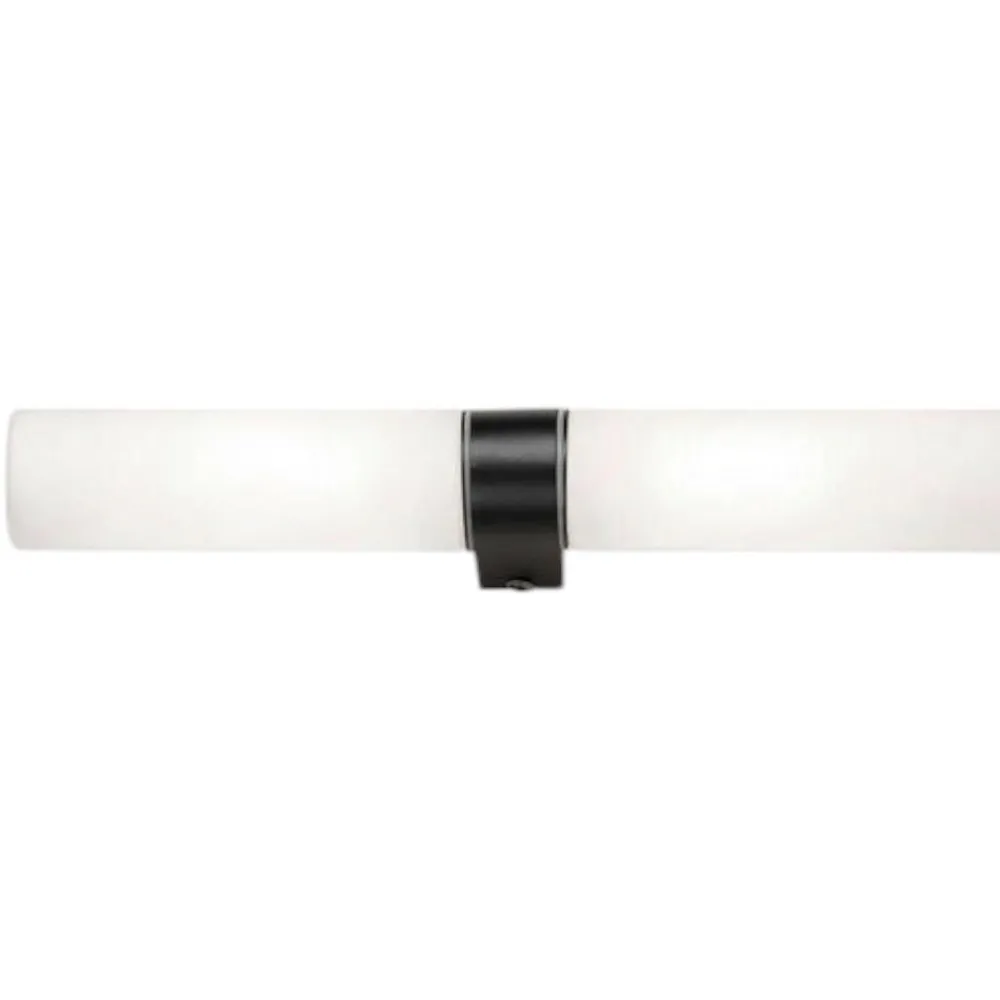 Applique Da Bagno-Selezionato da Mazzolaluce Applique nera per bagno 2 luci vetro bianco ip44