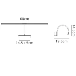 Applique Da Bagno-Selezionato da Mazzolaluce Applique nero 60cm per specchio da bagno led 12w 3000k