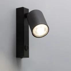 Applique Camera Da Letto-Selezionato da Mazzolaluce Applique nero con interruttore faretto orientabile per comodino camera da letto