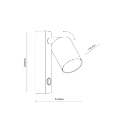 Applique Camera Da Letto-Selezionato da Mazzolaluce Applique nero con interruttore faretto orientabile per comodino camera da letto