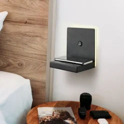 Applique Camera Da Letto-Selezionato da Mazzolaluce Applique nero da comodino per camera da letto con caricatore wiereless