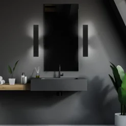 Applique Da Parete-Selezionato da Mazzolaluce Applique nero da parete design moderno 50 cm luce indiretta