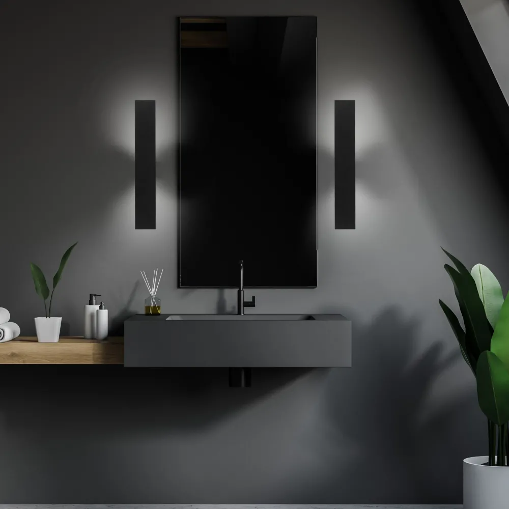Applique Da Parete-Selezionato da Mazzolaluce Applique nero da parete design moderno 50 cm luce indiretta