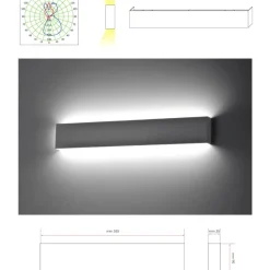 Applique Da Parete-IsyLuce Applique nero led 24w 3000k per soggiorno