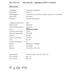 Applique Da Parete-IsyLuce Applique nero led 18w 4000k moderna rettangolare