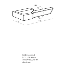 Applique Da Parete-Selezionato da Mazzolaluce Applique nero orientabile giravole led 12w 4000k