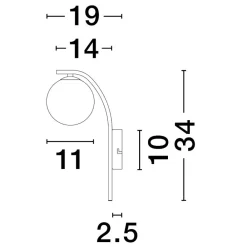 Applique Da Parete-Selezionato da Mazzolaluce Applique nero oro sfera di vetro bianco per soggiorno