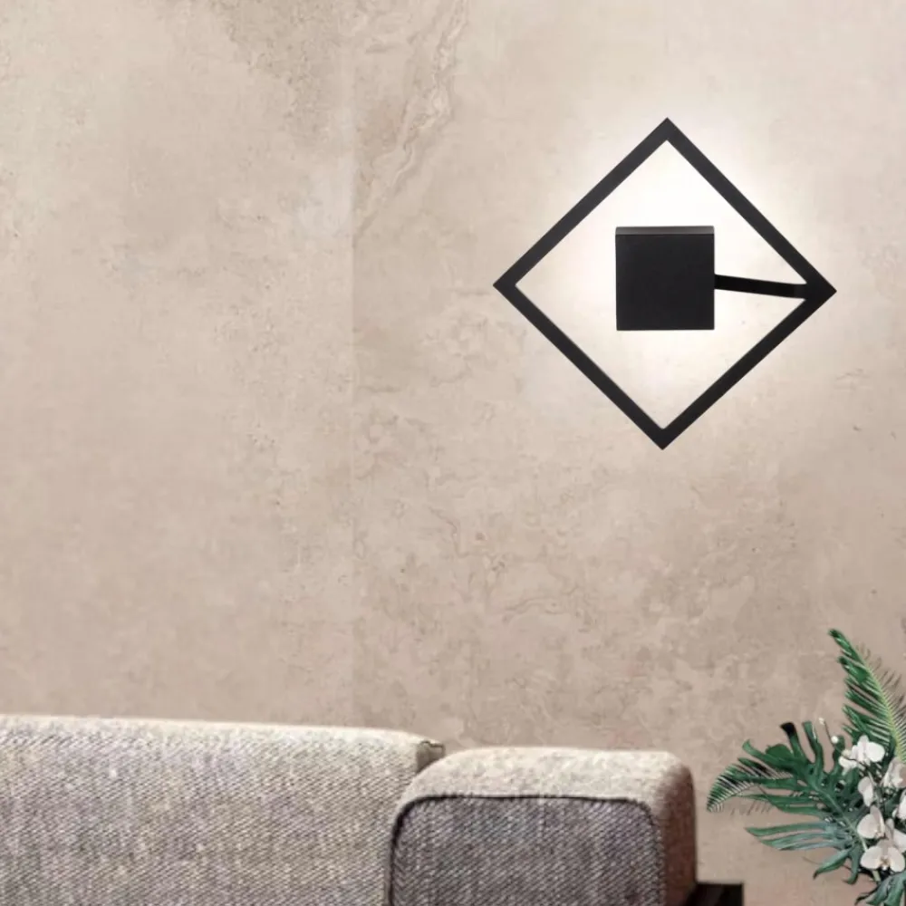 Applique Da Parete-Affralux Applique nero quadrato led 19w 3000k moderno quattro