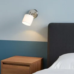 Applique Camera Da Letto-Selezionato da Mazzolaluce Applique orientabile per comodino nichel paralume in tessuto
