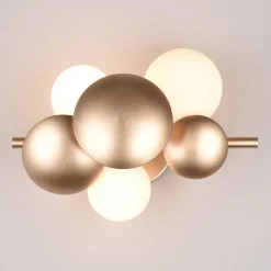 Applique Da Parete-Selezionato da Mazzolaluce Applique oro da parete design moderna sfere vetro bianco