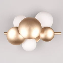 Applique Da Parete-Selezionato da Mazzolaluce Applique oro da parete design moderna sfere vetro bianco