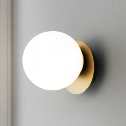 Applique Da Parete-Vivida International Applique oro led 8w 3000k vetro bianco vivida pearl