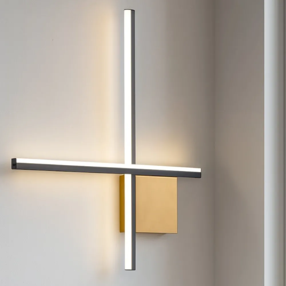 Applique Da Parete-Selezionato da Mazzolaluce Applique oro nero design moderna bacchette 50cm led 15w 3000k